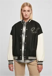 Women's Oversized Jacket Big U College Black/Pale White