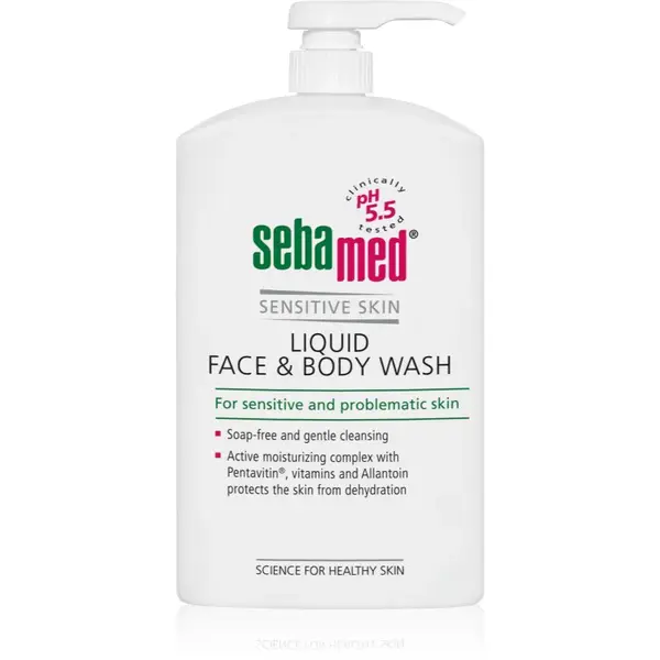 Sebamed Face & Body Wash Sensitive Skin jemná umývacia emulzia na telo a tvár pre citlivú pokožku 1000 ml