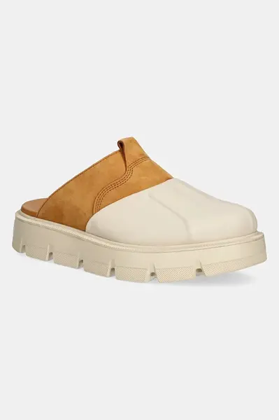 Kožené pantofle Sorel REIN CB CLOG dámské, béžová barva, na platformě, 2113131165