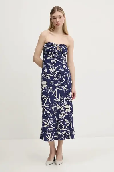 Šaty Abercrombie & Fitch tmavomodrá barva, midi, KI159-5691