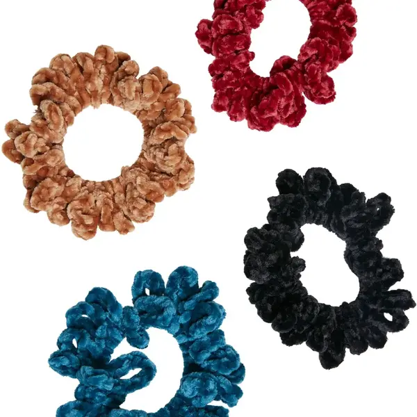 Zimní barva Fluffy Scrunchies 4 balení