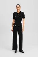 Kalhoty Karl Lagerfeld dámské, černá barva, jednoduché, high waist, A2W10146