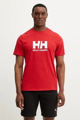 Bavlněné tričko Helly Hansen HH LOGO červená barva, s potiskem, 54596