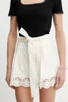 Kraťasy Twinset dámské, béžová barva, hladké, high waist, 251TT2096