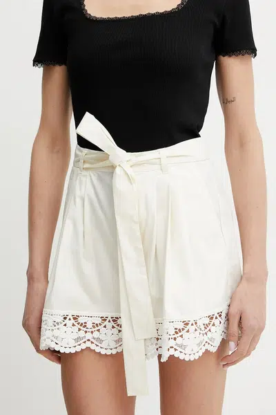 Kraťasy Twinset dámské, béžová barva, hladké, high waist, 251TT2096