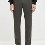 Vlněné kalhoty Paul Smith zelená barva, ve střihu chinos, M1R-056Z-P02569
