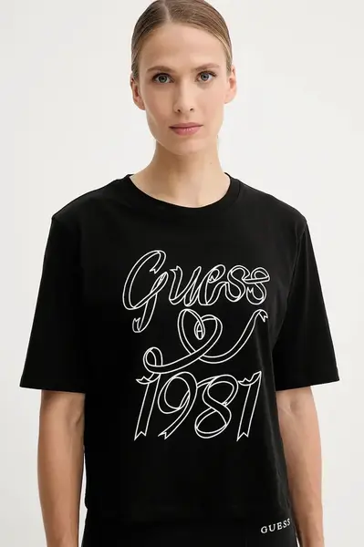 Bavlněné tričko Guess MISTY dámské, černá barva, V5RI11 K8HM0