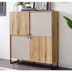 Vysoká úložná skříňka Cube, dub evoke/pískově šedá