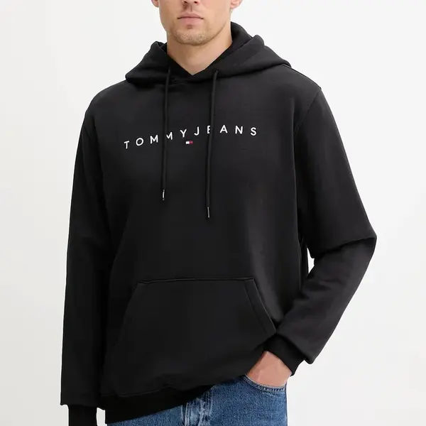 Mikina Tommy Jeans pánská, béžová barva, s kapucí, s potiskem, DM0DM20746