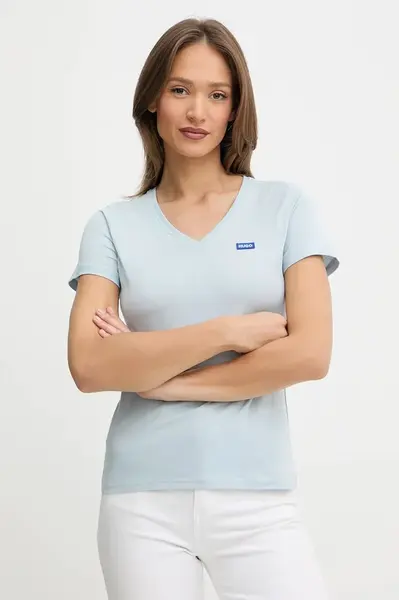 Bavlněné tričko Hugo Blue dámské, černá barva, 50513667