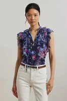 Halenka Lauren Ralph Lauren dámská, modrá barva, vzorovaná, 200970718