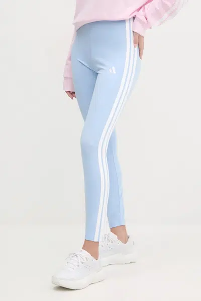 Legíny adidas Essentials dámské, modrá barva, s aplikací, JE0070