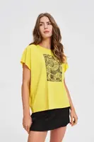 Marisse Cotton Blouse With Yellow Print