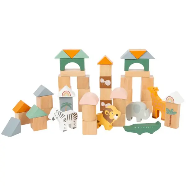 Small foot Wooden Building Blocks Safari aktivity hračka z dreva 12 m+ 50 ks