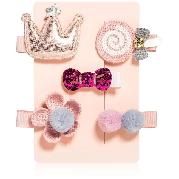 BrushArt KIDS Little princess hair clip set sponky do vlasov Pink