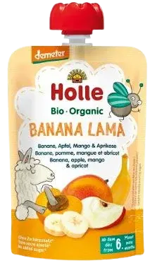 HOLLE BIO Pyré,Banana Lama, banán, jablko, mango a marhuľa 100 g