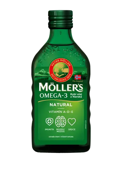 MÖLLERS Omega 3 Rybí olej Natur z pečene tresiek 250 ml
