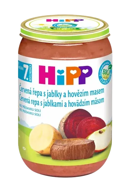 HIPP BIO Červená repa s jablkami a hovädzím mäsom 220 g