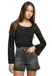 Women's Cropped Lace Longsleeve Black