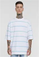 Men's striped T-shirt with oversized sleeves white/ocean blue