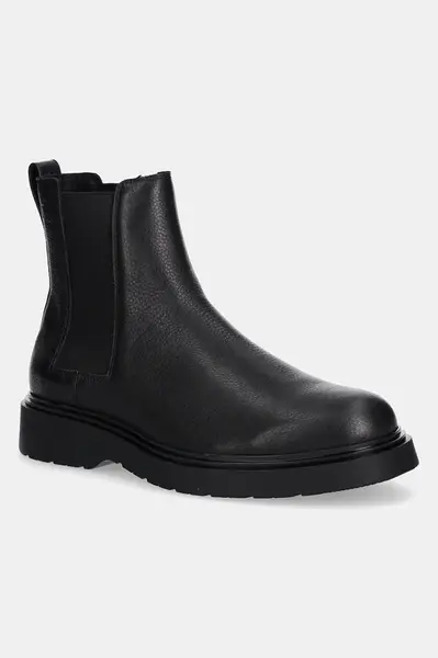 Kožené kotníkové boty Calvin Klein COMBAT ESS CHELSEA BOOT LTH pánské, černá barva, YM0YM01374
