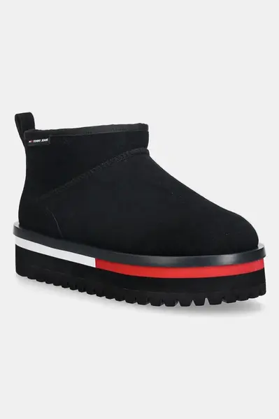 Semišové snehule Tommy Jeans TJW FLATFORM SNOW BOOT SUEDE