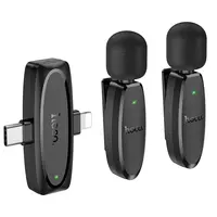 Hoco L15 bezdrôtový lavalier mikrofón Lightning / USB-C 2ks, čierny