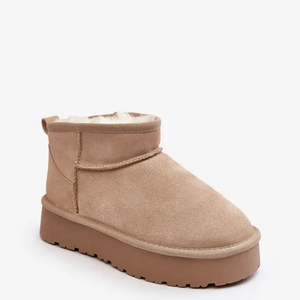 Boto Modní semišové nízké sněhule jasně béžové Nucca