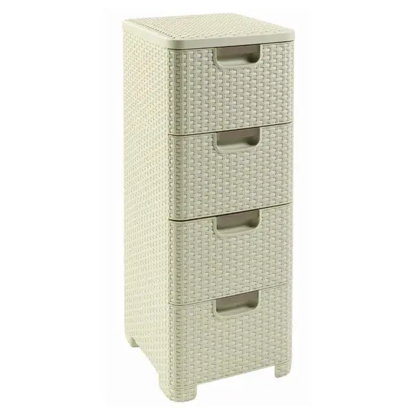 Regál Curver Style 4x14L se zásuvkami krémově bílý