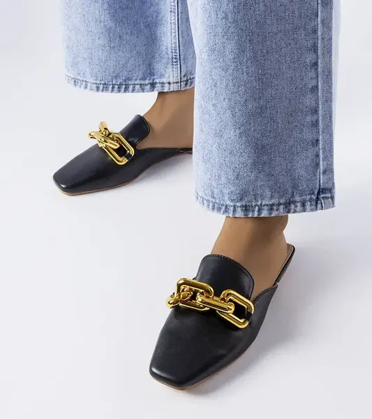 PS1 Dámské Nazouváky S řetízkem Černé Call On Me