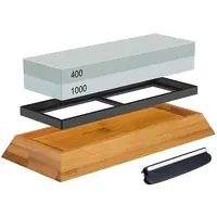 Brúsny kameň s bambusovou základňou a uhlovým vodidlom - 400/1000 H37739