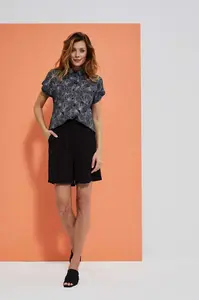 Marisse High-Waisted Viscose Shorts L-Sh-3719 Black