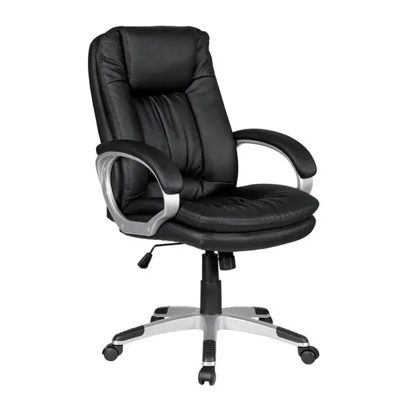 Livetastic OTOČNÁ ŽIDLE, vzhled kůže, černá, barvy stříbra