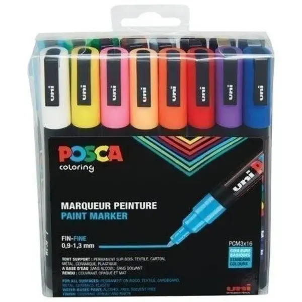 Sada akrylových fixů Uni Posca 0,9-1,3mm 16ks