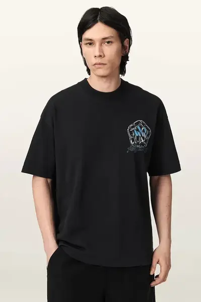 AllSaints  basic tričko pánské s příměsí lnu AFFIX