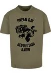 Merchcode Tričko 'Green Day Revolution Radio'  olivová / čierna