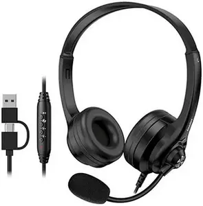 Genius HS-235U AI sluchátka s mikrofonem, drátová, černá