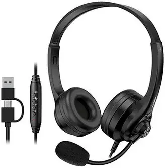 Genius HS-235U AI sluchátka s mikrofonem, drátová, černá