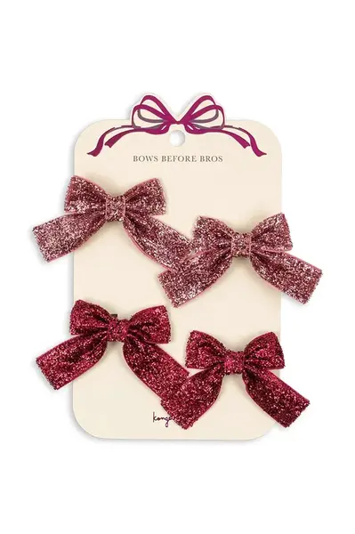 Konges Sløjd  Detské sponky  GLITTER BOW HAIR CLIPS 4-pak