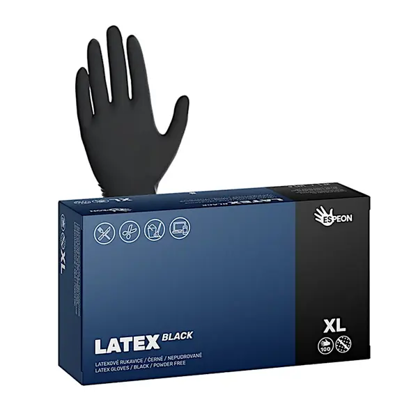 Latexové rukavice Espeon Latex Black - 100 ks, černé, velikost XL (100070) + dárek zdarma