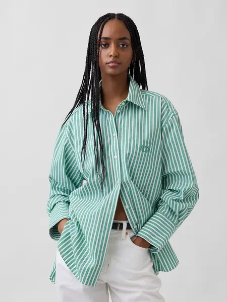 GAP Oversize popelinová košile s logem