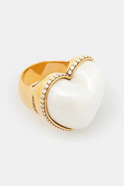 Ambush Strieborný prsteň AMBUSH Large Pearl Heart Ring