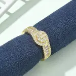 Brass Micro Pave Clear Cubic Zirconia Open Cuff Rings