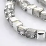 Half Plated Clear Glass Faceted Cube Beads Strands
