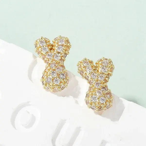 Brass Micro Pave Cubic Zirconia Stud Earrings