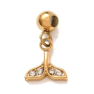 304 Stainless Steel Micro Pave Clear Cubic Zirconia Charms