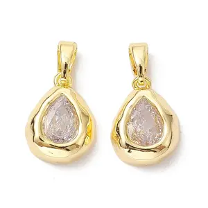 Brass Micro Pave Clear Cubic Zirconia Charms