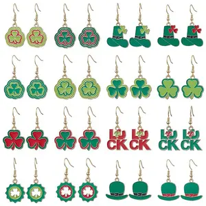 16Pair Saint Patrick's Day Theme 304 Stainless Steel Dangle Earrings