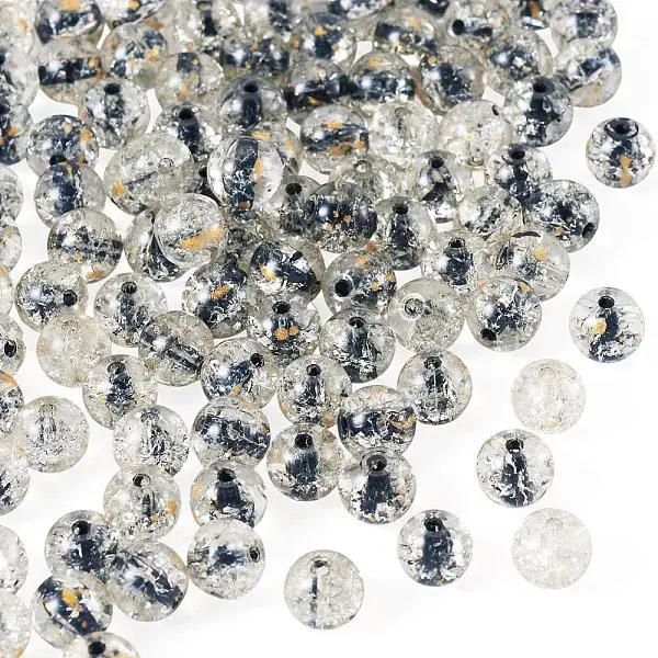 100Pcs Crackle Transparent Glass Beads