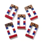 Independence Day Opaque Striped Resin & Walnut Wood Pendants